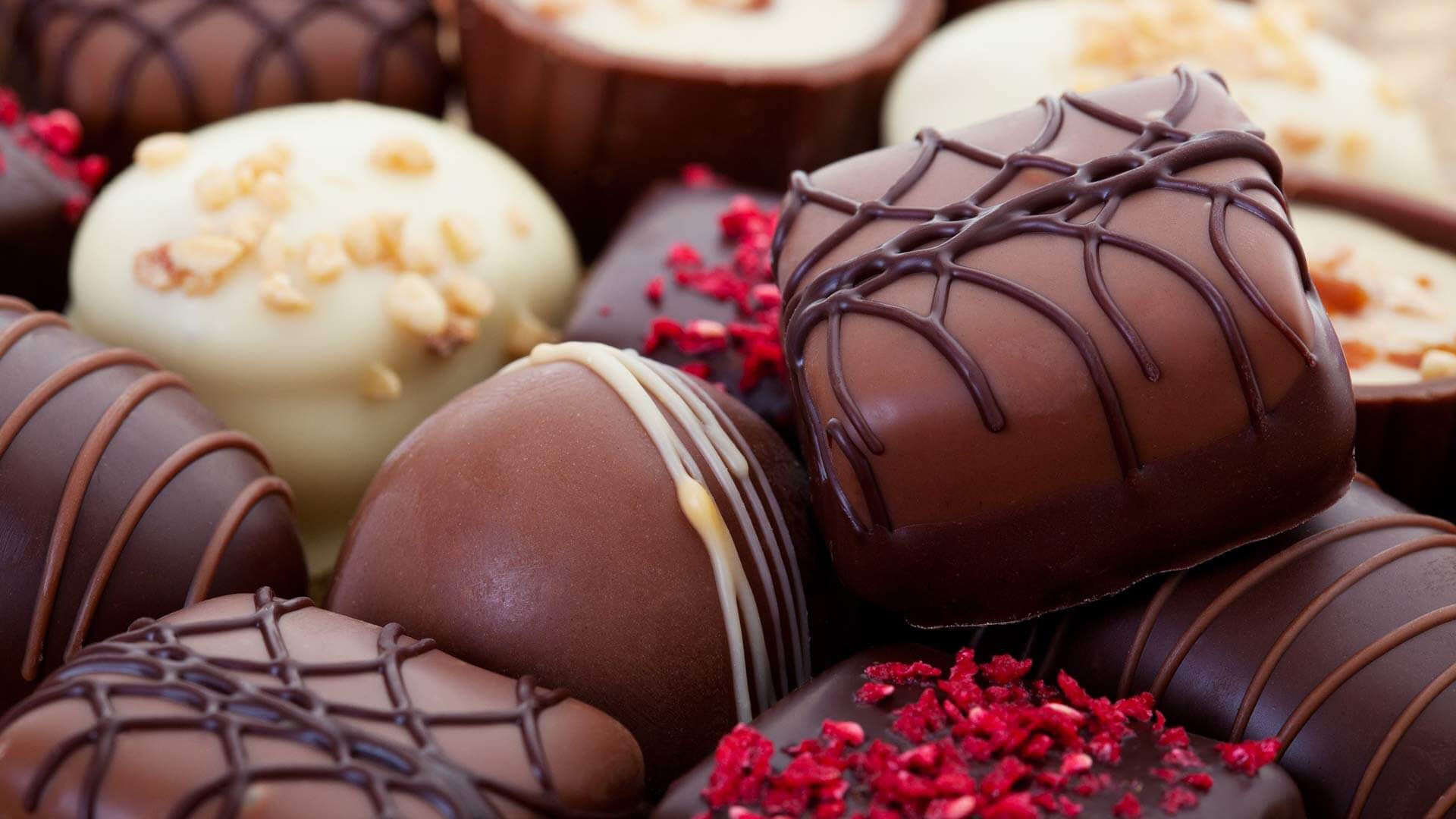 Close view of assorted chocolates