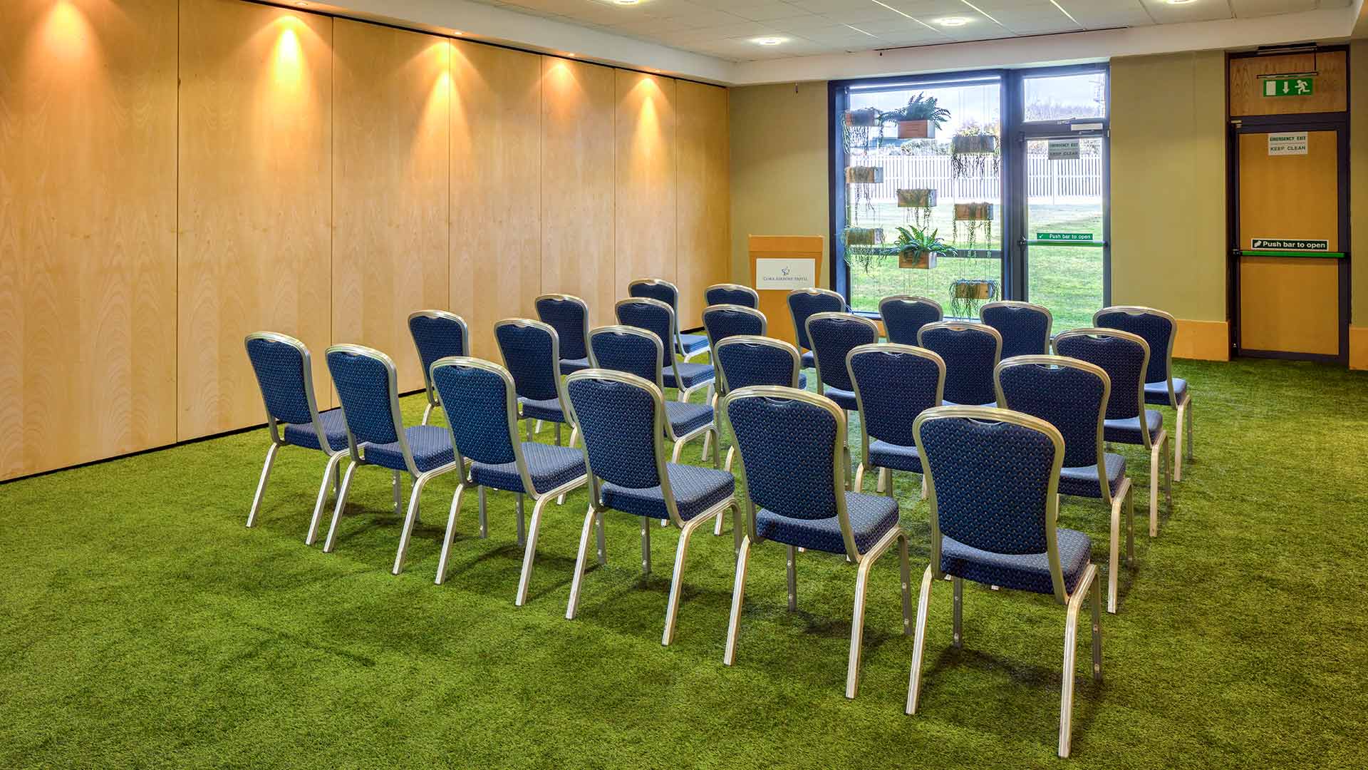 Chairs laid out in a meeting room at Cork Airport Hotel