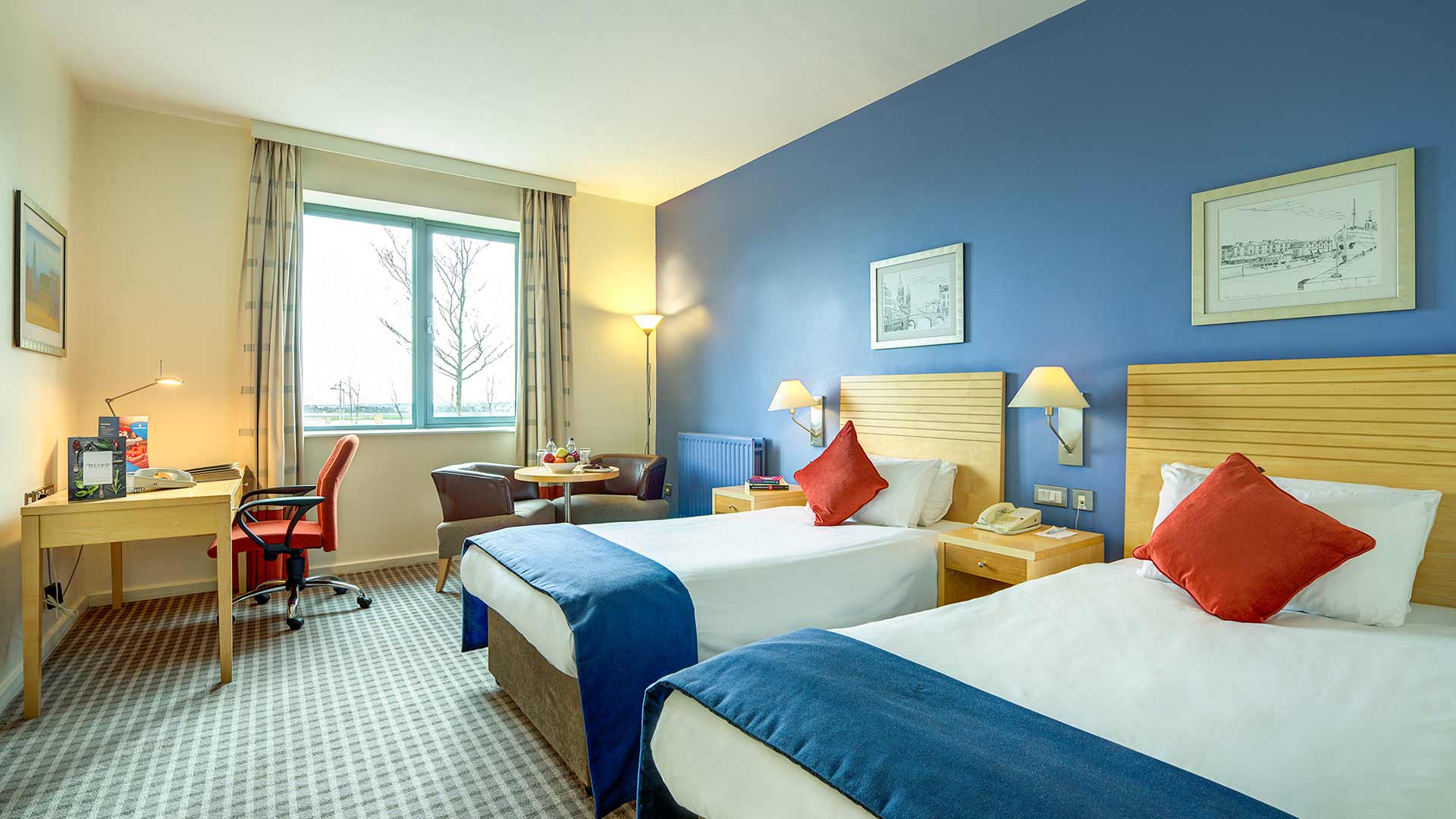 Twin room with two single beds in a spacious bedroom at Cork Airport Hotel