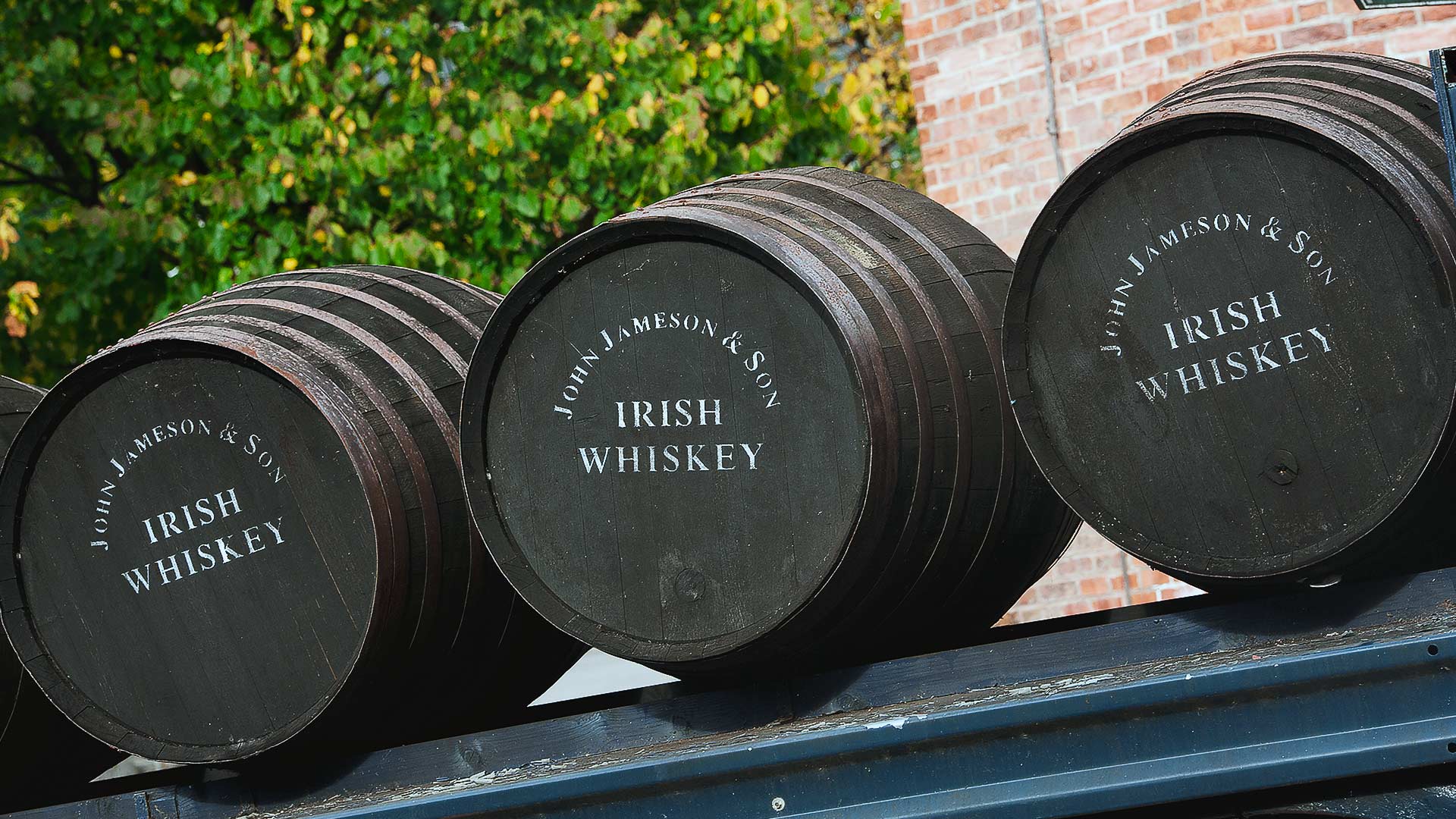 Irish Whiskey barrels at the Jameson Distillery Cork