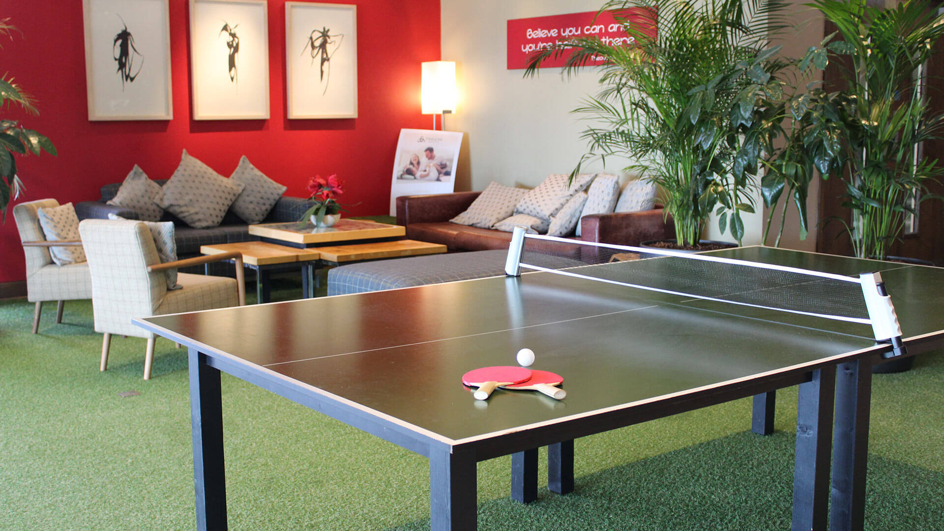 table tennis table in lounge area